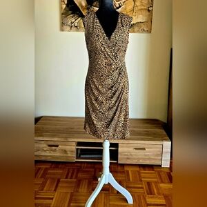 CHAUS Brown Animal Print Sleeveless Dress size small